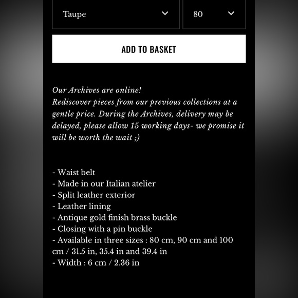 NWT Sézane Sophie belt. Taupe. Size 80 - Picture 8 of 8